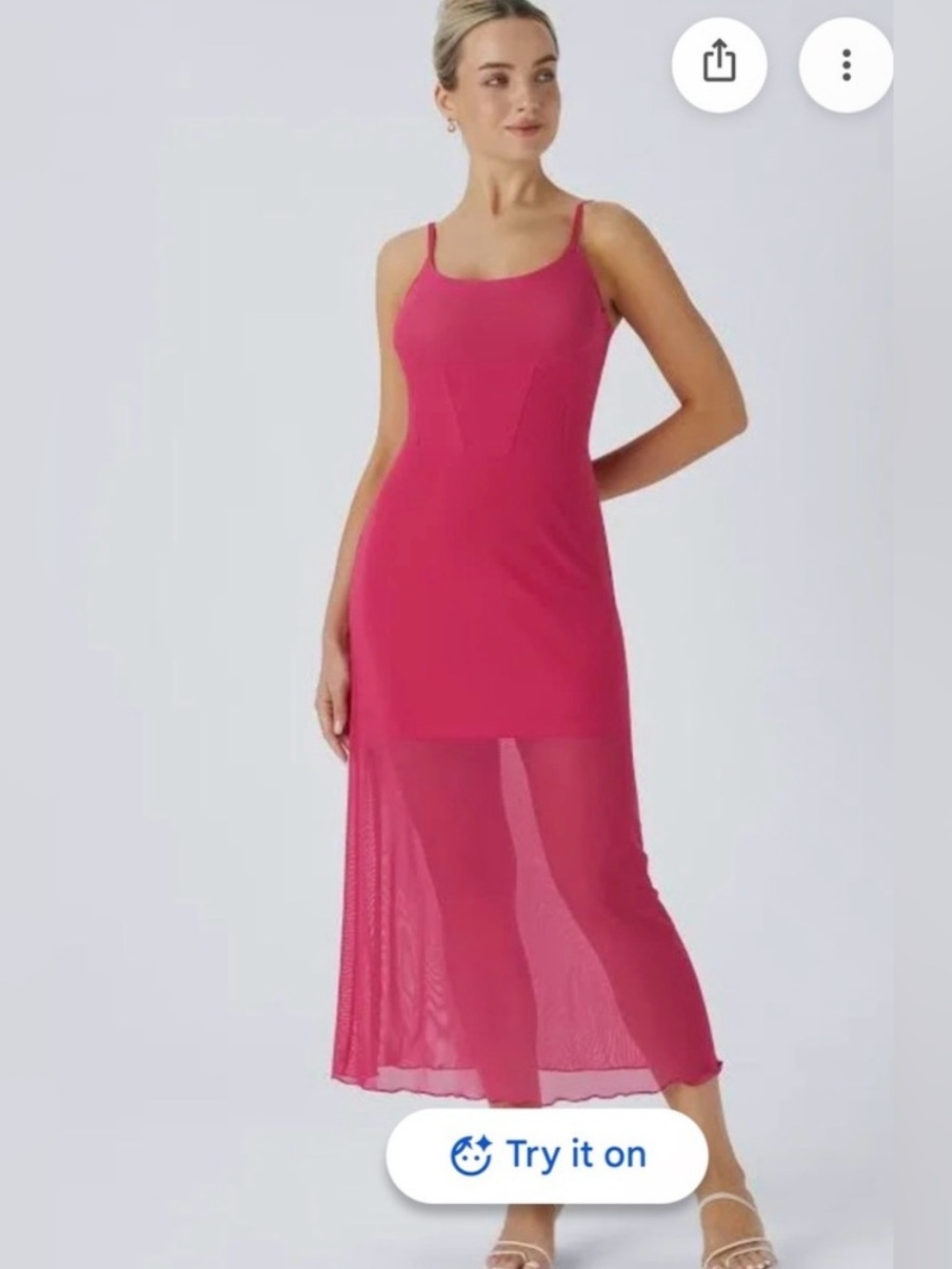 HALARA Hot Pink Sheer Mesh Slip Dress